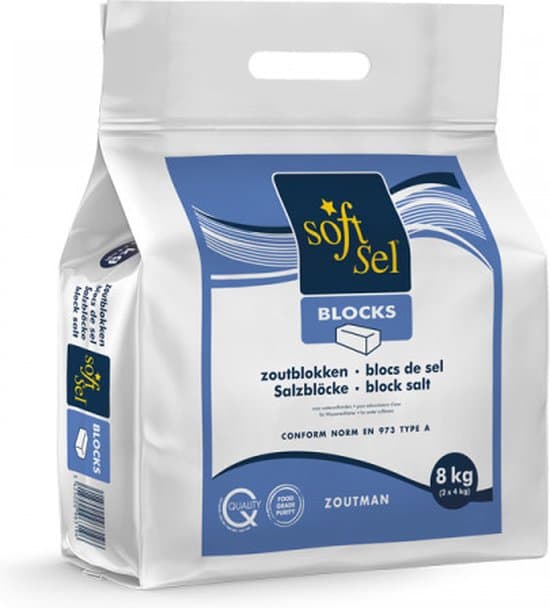 Zoutblok Waterverzachter 2x4kg - Zout Waterverzachter - Onthardingszout blok - Zoutblokken Waterontharder - 27 x 9 x 9cm